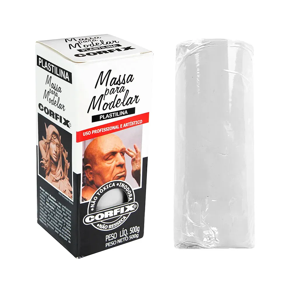 Massa para Modelar Plastilina Corfix 500g - 301 Branco
