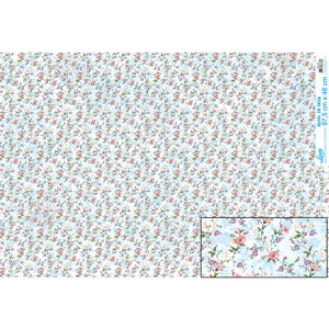 Papel Seda Litoarte PSL-029 Mini Flores Fundo Azul 67,5x46cm