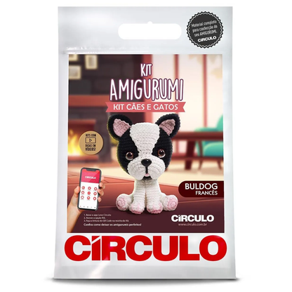 Kit Amigurumi Cães e Gatos Círculo Cor 2 Buldog francês
