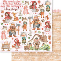 Papel Scrapbook Litoarte SD-1386 Menina de Vermelho 30,5x30,5cm