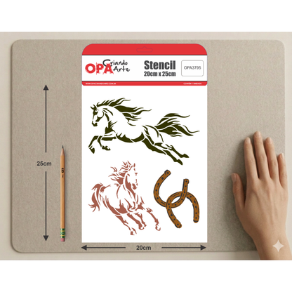 Stencil OPA 20x25 3795 Animais Cavalos
