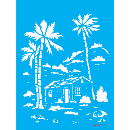 Stencil OPA 15x20 3791 Paisagem Quadro Casinha de Campo