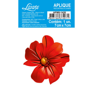 Aplique Litoarte APM8-1426 8cm Flor Vermelha Floral 3D