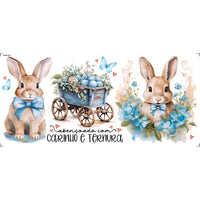 Transfer Têxtil 27,5x12,8cm TTB5P-003 Páscoa Coelho e Carrinho
