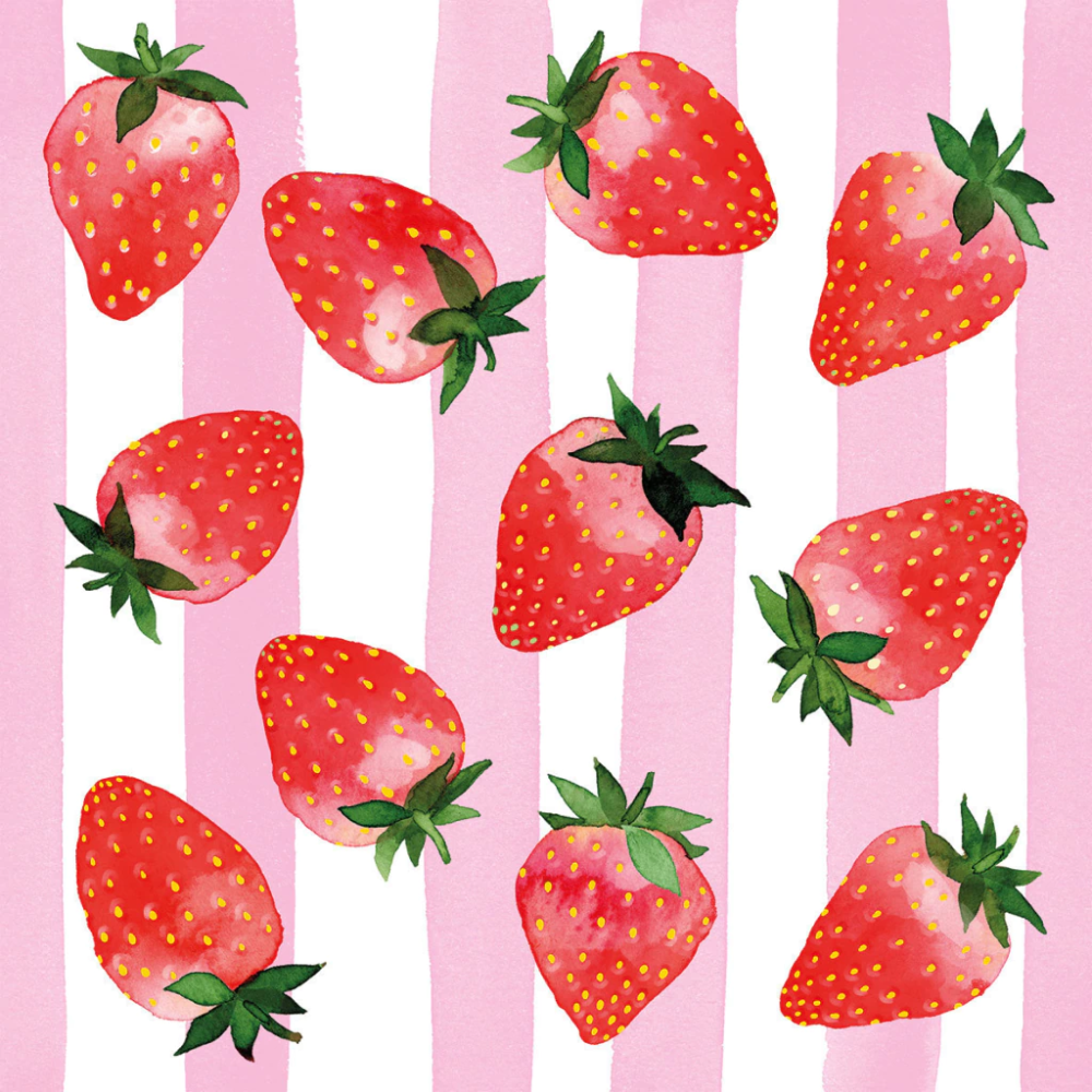 Guardanapo de Papel Decoupage 33x33 PPD Strawberry e Stripes 133003288