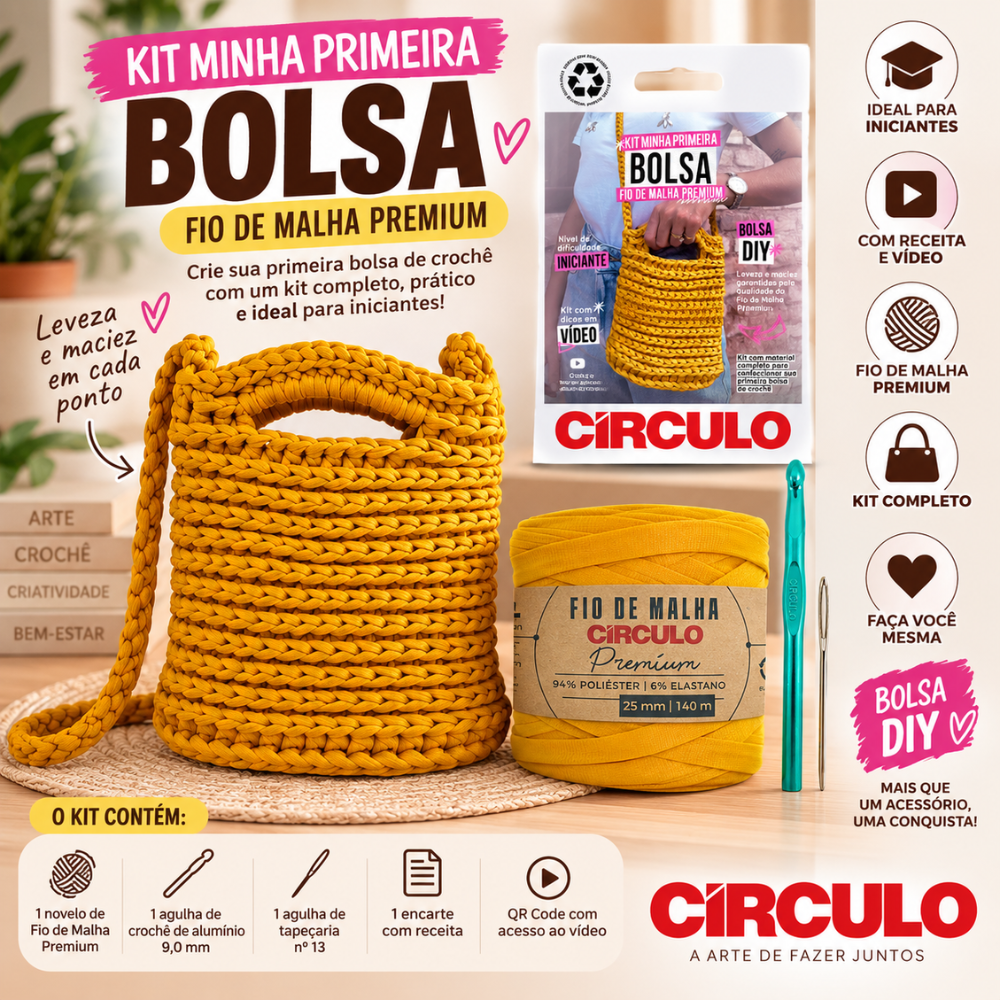 Kit Minha Primeira Bolsa Círculo Cor 01 Bolsa Curry