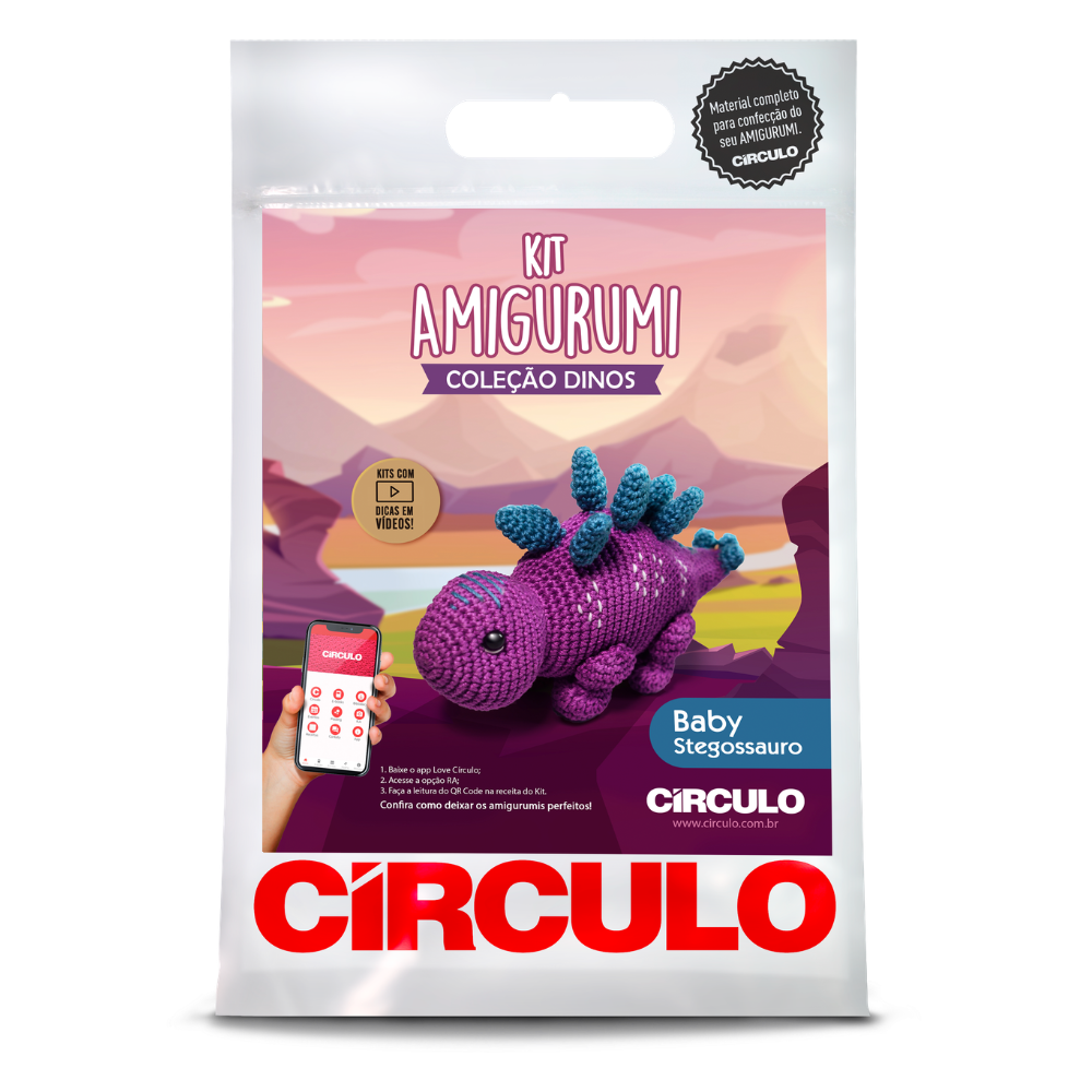 Kit Amigurumi Dinossauros Círculo Cor 02 Stegossauro