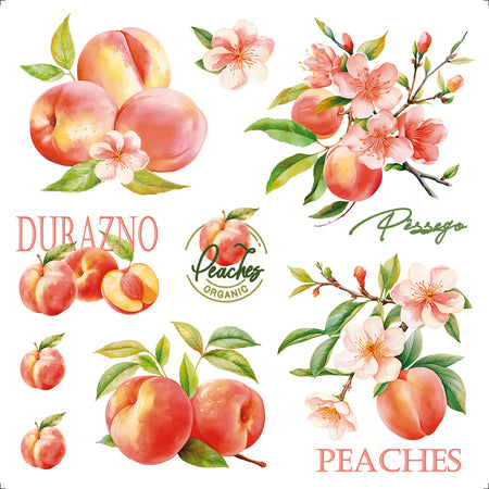 Transfer Têxtil Litoarte 13,5x13,5cm TTQ4-080 Fruta Pêssegos