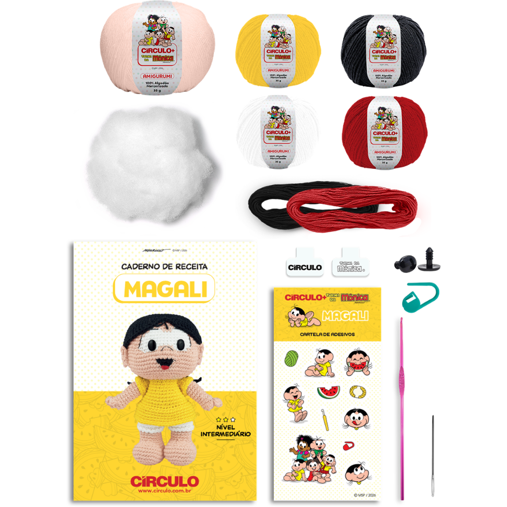 Kit Amigurumi Turma da Mônica Círculo Cor 03 Magali
