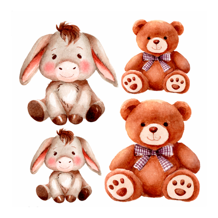 Transfer Têxtil 10x10cm  Opa 3856 Infantil Burrinho e Urso