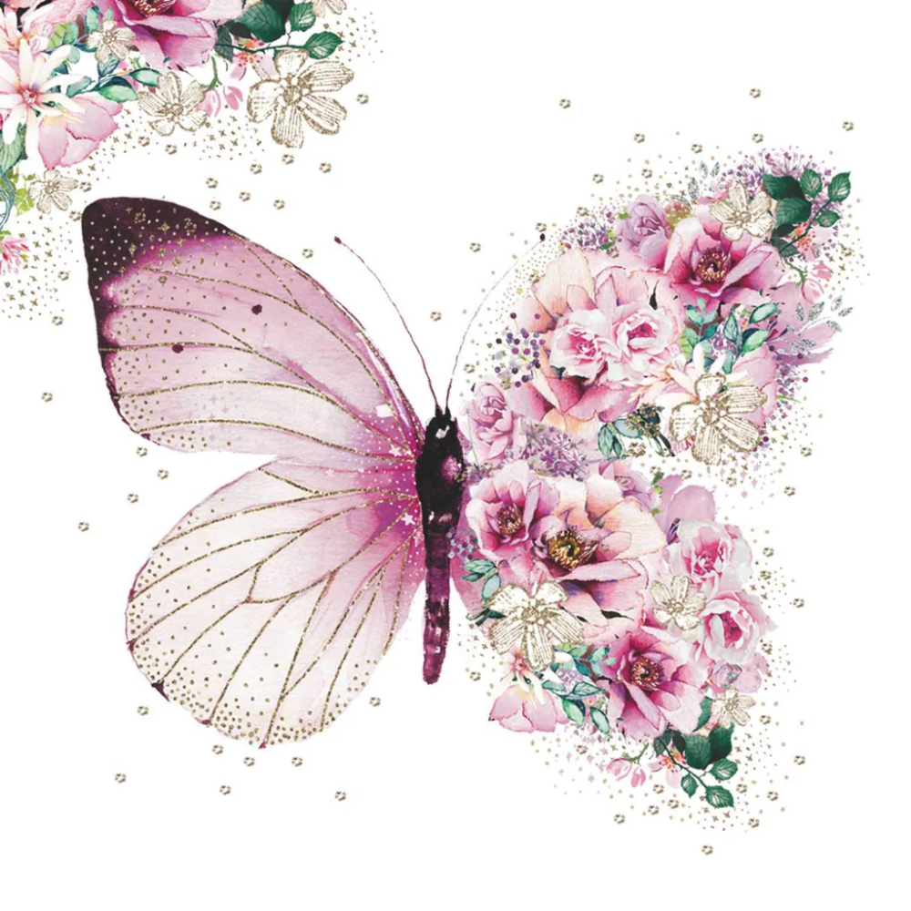 Guardanapo de Papel Decoupage 33x33 PPD Butterfly Flowers 1333649