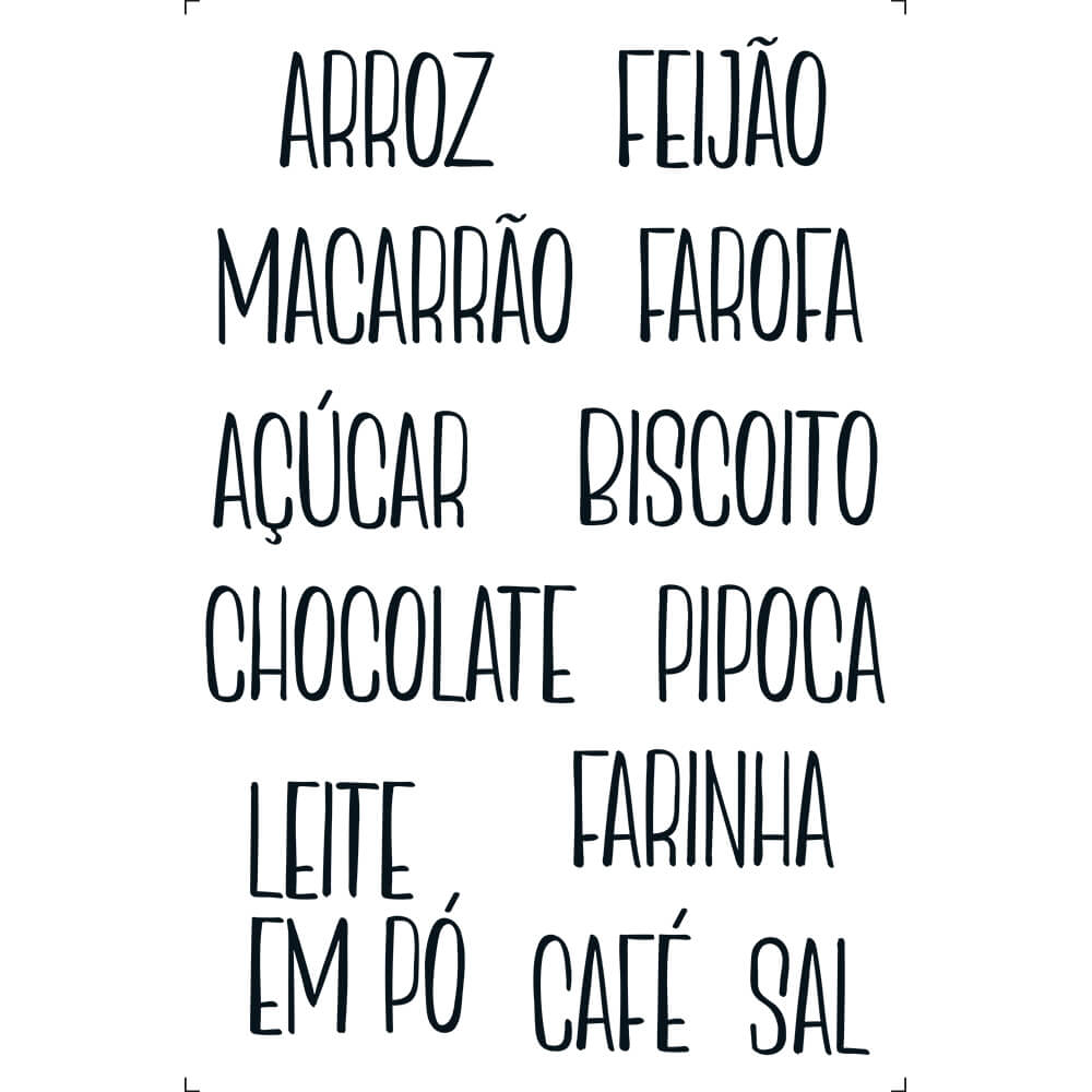 Transfer Litoarte 19,5x29,5 TIB-039 Nomes Mantimentos Escritas Maiúsculas