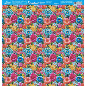 Papel Scrapbook Litoarte SBB-216 Flores Coloridas 30,5x30,5cm