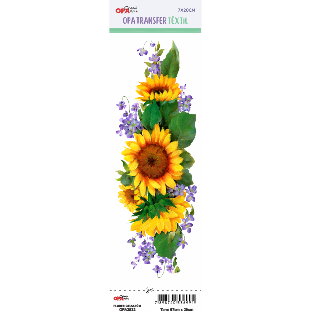 Transfer Têxtil 7x20cm  Opa 3832 Flores Girassóis