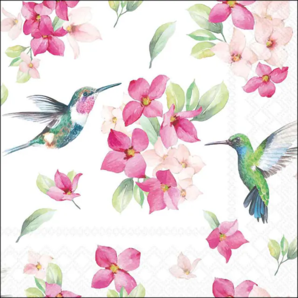 Guardanapo de Papel Decoupage 33x33 Diligent Hummingbirds white 13320620