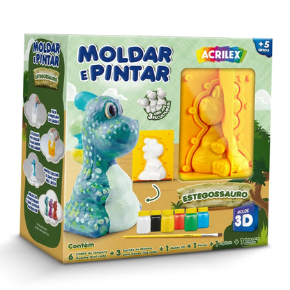 Kit Moldar e Pintar com Gesso Acrilex Estegossauro