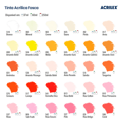 Tinta Acrílica Fosca Acrilex 37ml Nature Colors Alta Cobertura