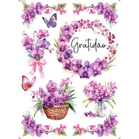 Transfer Têxtil 20x27,5cm TTR6-073 Gratidão Orquideas