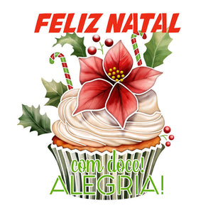 Stencil Litoarte 25x25 STXXVN-011 Cupcakes Feliz Natal com Doce Alegria