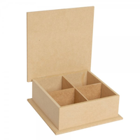 Caixa em MDF com 4 Divisões Tupiada Clean 19x19x7,5cm