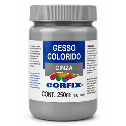 Gesso Acrílico Colorido Cinza para Telas Corfix 250ml Preparação para Pintura