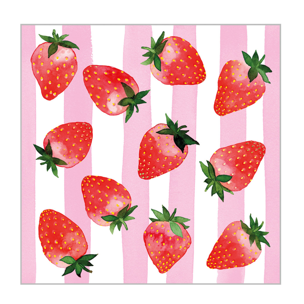Guardanapo de Papel Decoupage 25x25 PPD Strawberry e Stripes 125003288