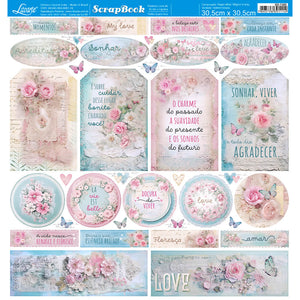Papel Scrapbook Litoarte SD-1389 Chabby Chic 30,5x30,5cm
