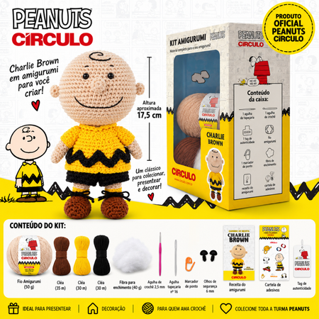 Kit Amigurumi Snoopy and Peanuts Círculo Cor 03 Charlie Brown