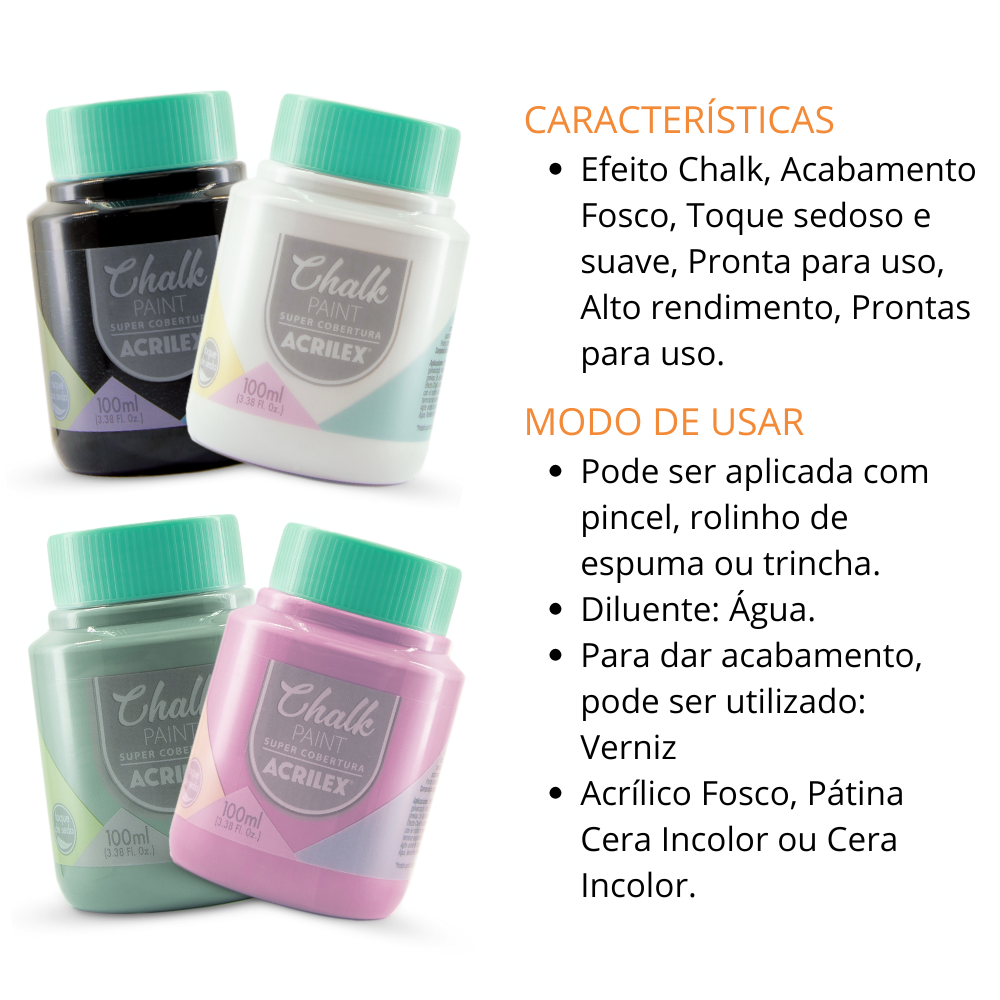Tinta Chalk Paint Acrilex 100ml Fosco