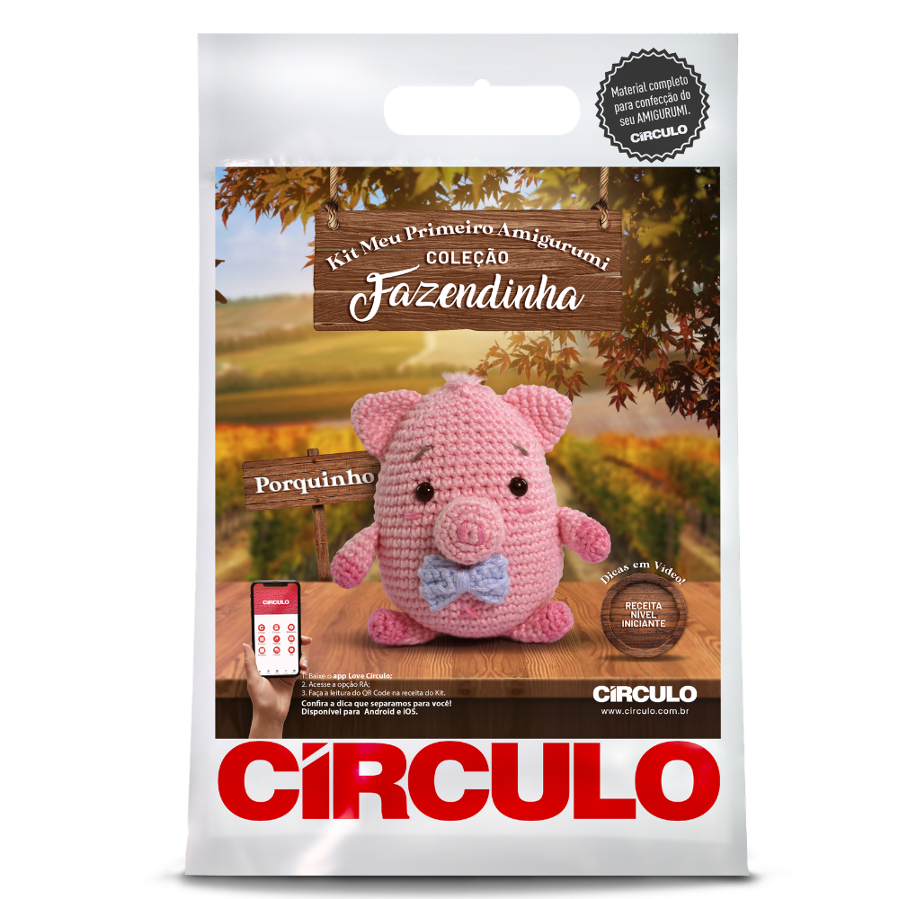 Kit Amigurumi Fazendinha Círculo Cor 04 Porquinho