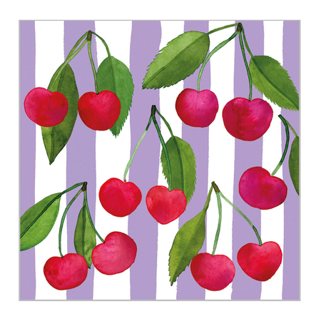 Guardanapo de Papel Decoupage 25x25 PPD Cherry e Stripes 125003289