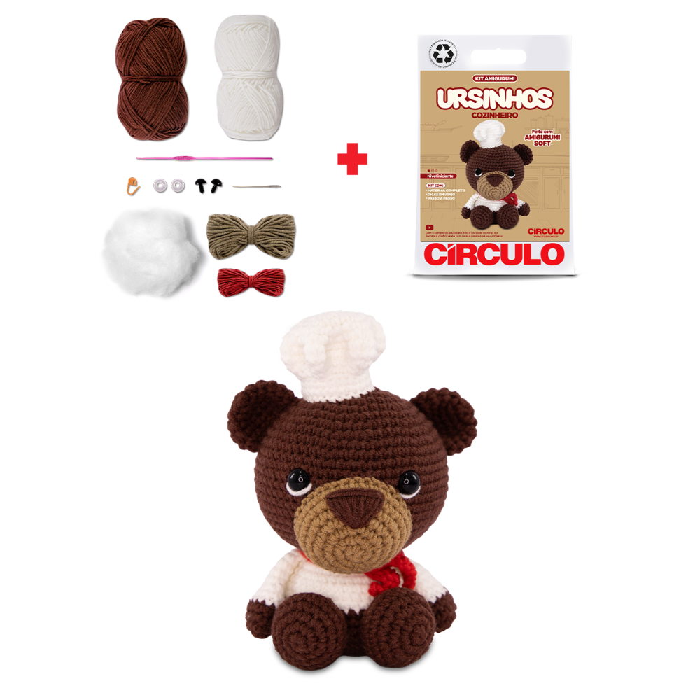 Kit Amigurumi Ursinhos Soft Círculo Cor 01 Cozinheiro
