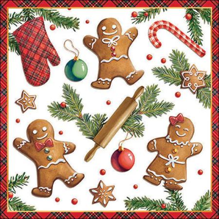 Guardanapo de Papel Decoupage 33x33 33318880 Natal Gingerbread Cookies