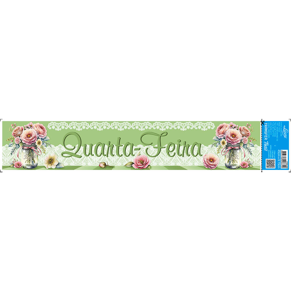 Transfer Têxtil 45x9,5cm TTB6-080 Barra Semaninha Quarta-Feira