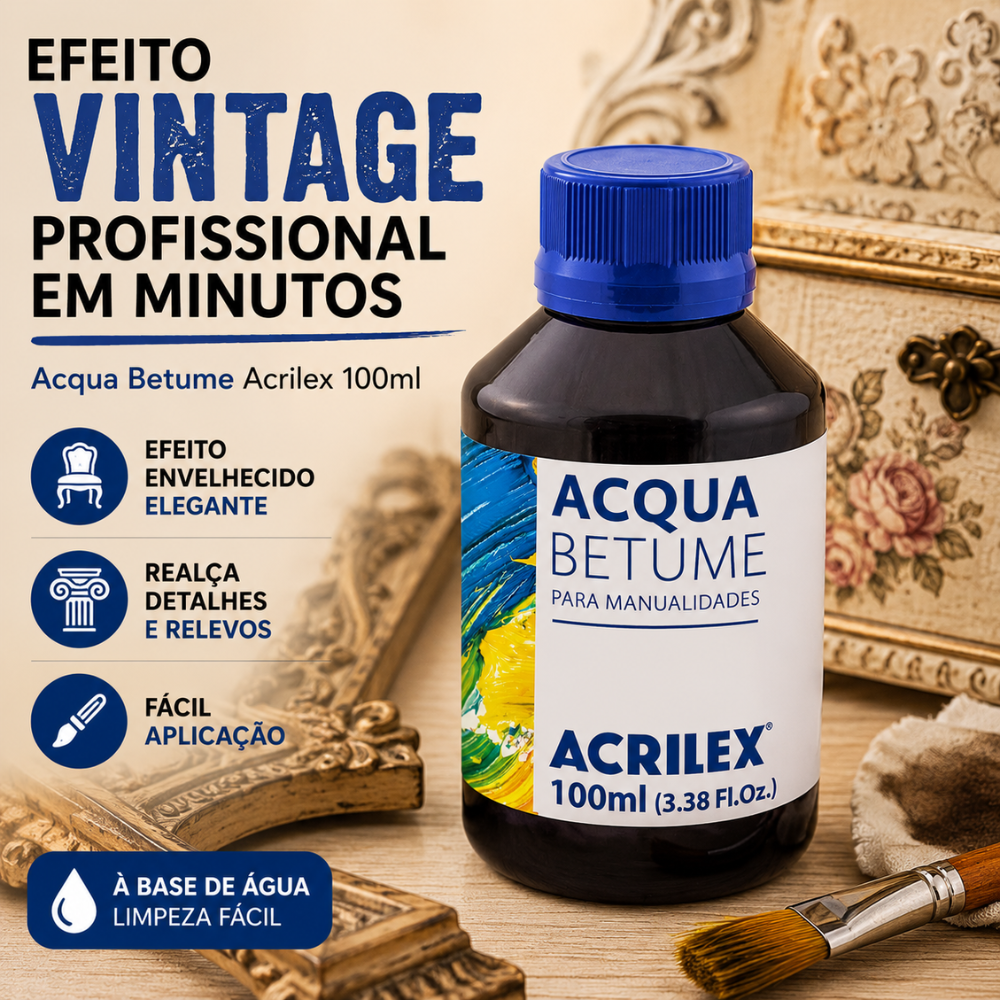 Acqua Betume Acrilex 100ml Envelhecedor Efeito Pátina Vintage