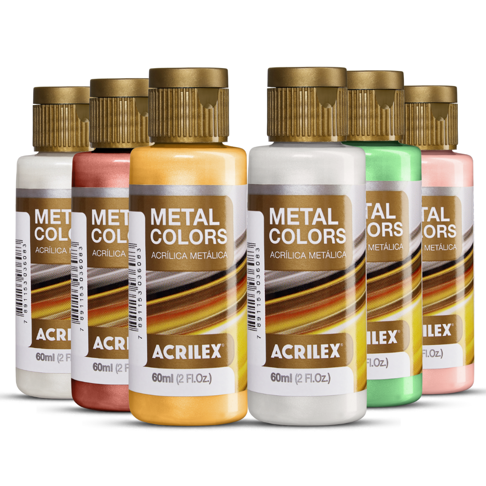 Tinta Metal Colors Acrilex Acrílica Metálica 60ml