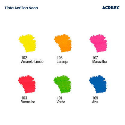Tinta Acrílica Neon Acrilex 60ml Nature Colors Tinta Fluorescente