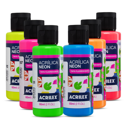 Tinta Acrílica Neon Acrilex 60ml Nature Colors Tinta Fluorescente