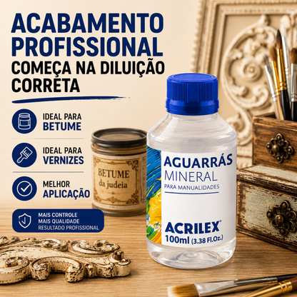 Aguarrás Mineral Acrilex 100ml Diluente para Betume e Verniz