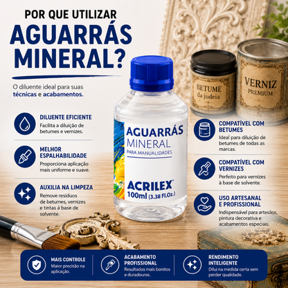 Aguarrás Mineral Acrilex 100ml Diluente para Betume e Verniz