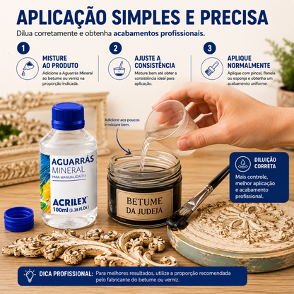 Aguarrás Mineral Acrilex 100ml Diluente para Betume e Verniz