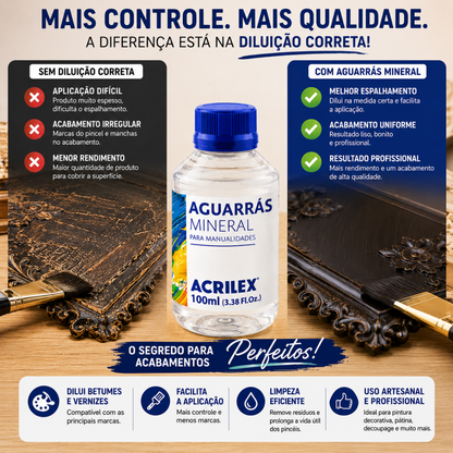 Aguarrás Mineral Acrilex 100ml Diluente para Betume e Verniz