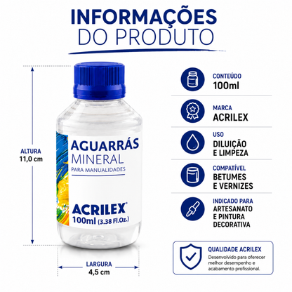 Aguarrás Mineral Acrilex 100ml Diluente para Betume e Verniz