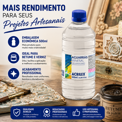 Aguarrás Mineral Acrilex 500ml Diluente para Betume e Verniz
