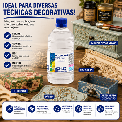 Aguarrás Mineral Acrilex 500ml Diluente para Betume e Verniz