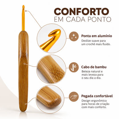 Agulha para Crochê Círculo Barroco Cabo de Bambu