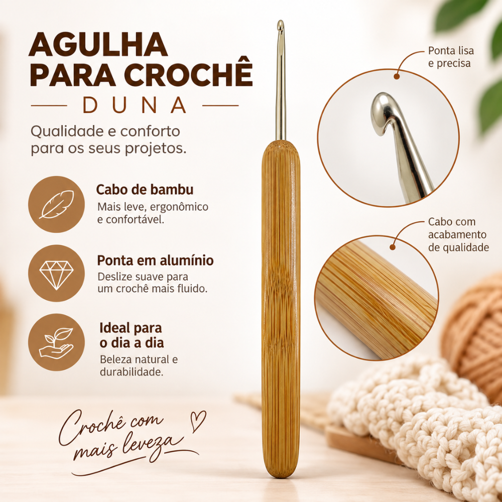 Agulha para Crochê Círculo Duna Cabo de Bambu