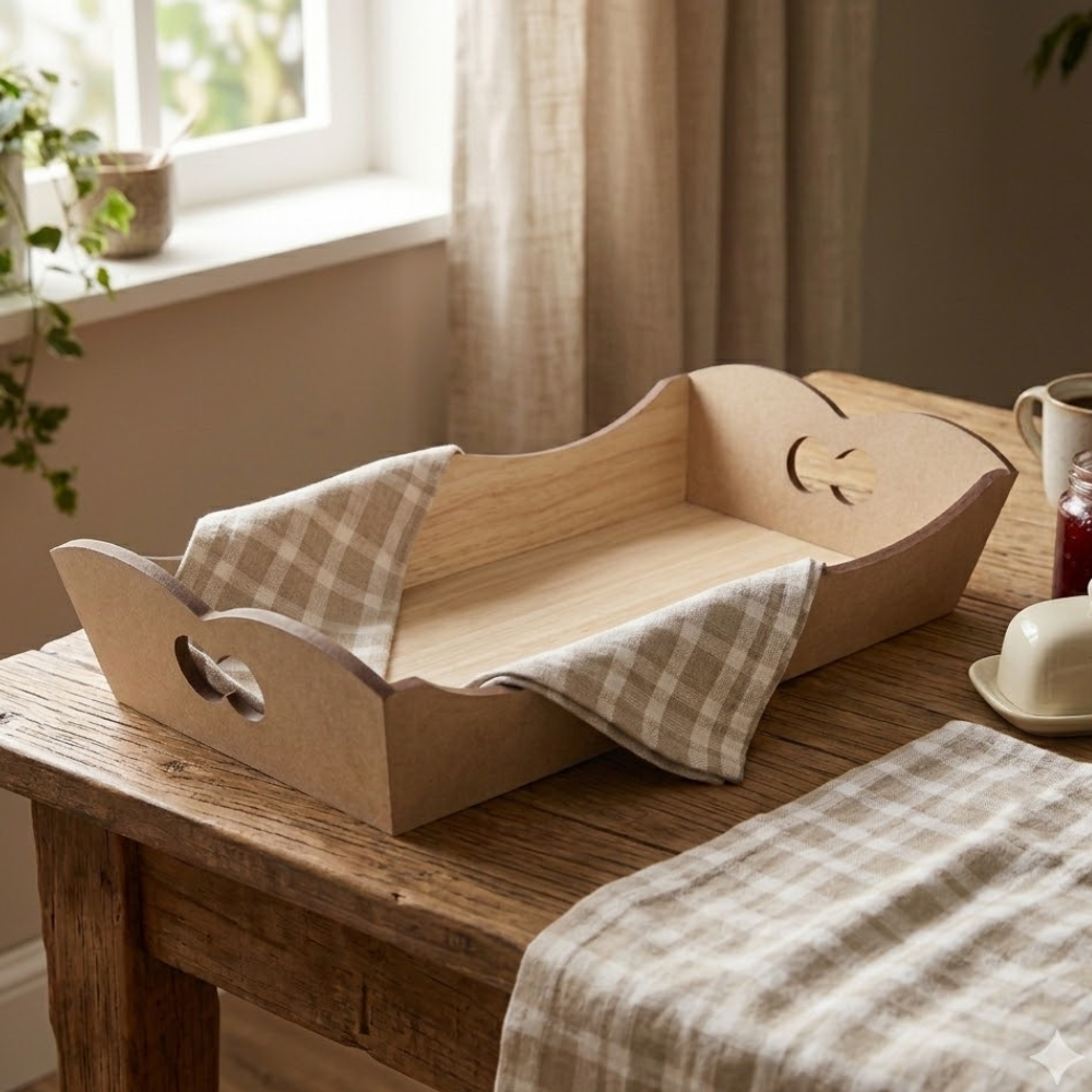 Bandeja Pão de Forma em MDF Ondulada 35x15x7cm