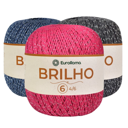 Barbante Euroroma 6 Brilho Prata 400g 4/6 com 406m