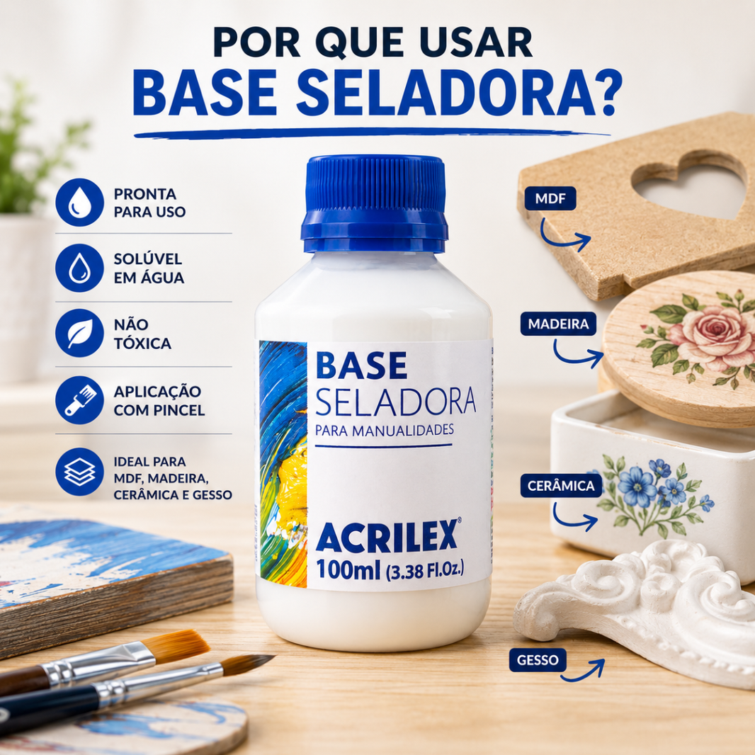 Base Seladora Acrilex 100ml Fundo Preparador para Pintura